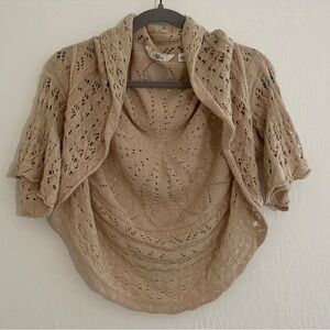 Anthro - Lia Molly Beige Crochet Shrug / Bolero- Size All